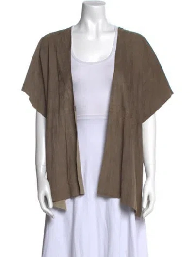 Pre-owned Eskandar Leather Open Front T-shirt In Neutral