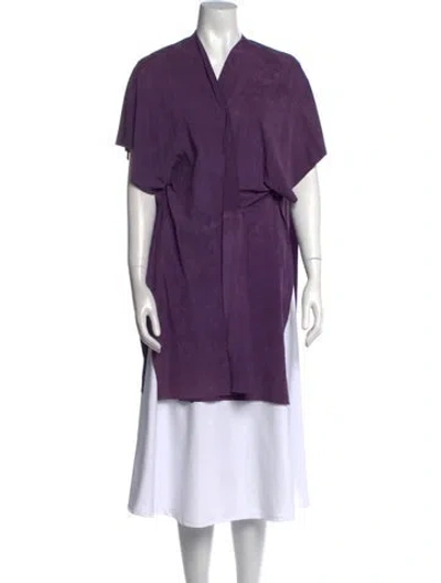 Pre-owned Eskandar Leather V-neck Tunic In Purple