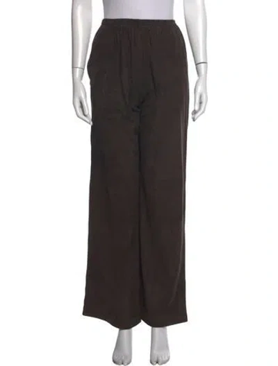 Pre-owned Eskandar Leather Wide Leg Pants In Brown