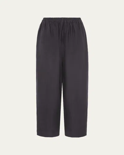 Eskandar Lightweight Linen Japanese Trousers In Black