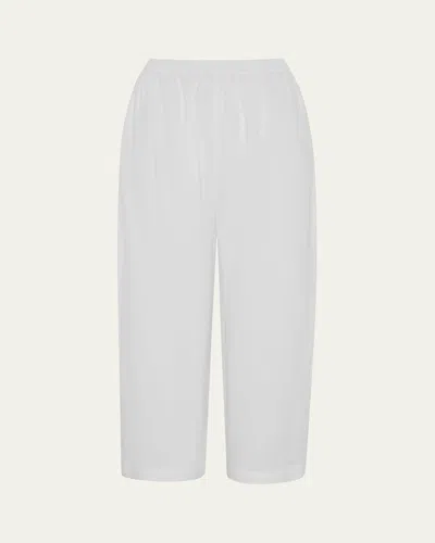 Eskandar Lightweight Linen Japanese Trousers In White