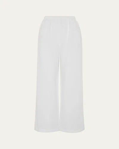 Eskandar Lightweight Linen Trousers In White