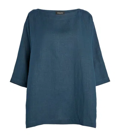Eskandar Linen A-line Blouse In Blue