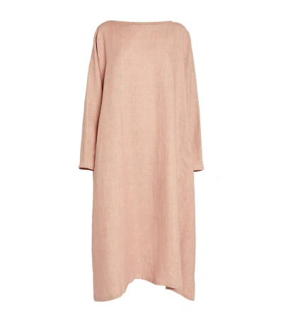 Eskandar Linen A-line Scoop-neck Dress In Pink