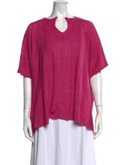 Pre-owned Eskandar Linen Asymmetrical Sweater In Pink