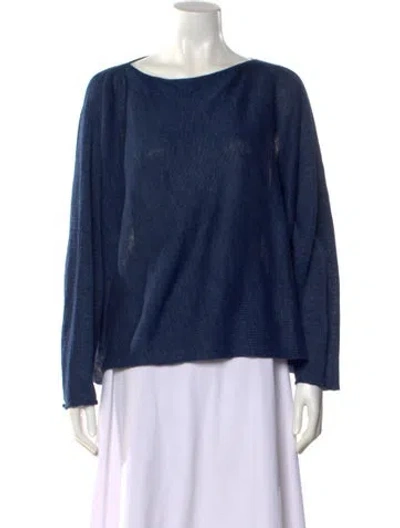 Pre-owned Eskandar Linen Bateau Neckline Blouse In Blue