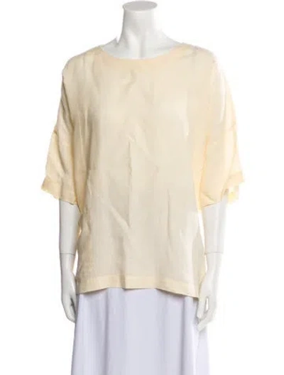 Pre-owned Eskandar Linen Bateau Neckline Blouse In Neutral
