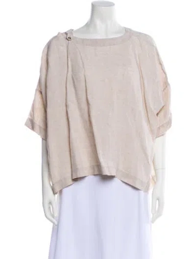Pre-owned Eskandar Linen Bateau Neckline Blouse In Neutral