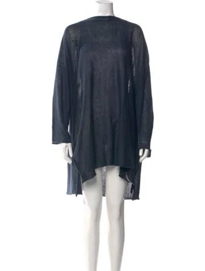 Pre-owned Eskandar Linen Bateau Neckline Sweater In Blue