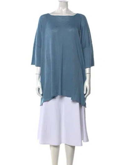 Pre-owned Eskandar Linen Bateau Neckline Sweater In Blue