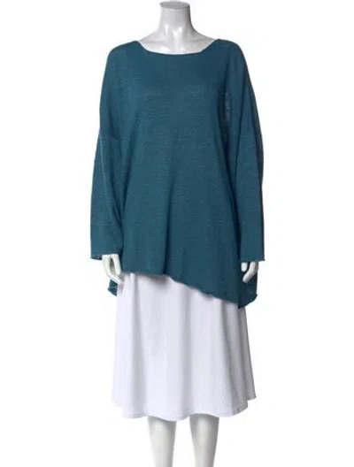 Pre-owned Eskandar Linen Bateau Neckline Sweater In Blue