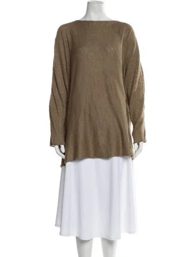 Pre-owned Eskandar Linen Bateau Neckline Sweater In Green