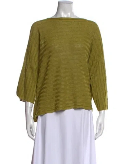 Pre-owned Eskandar Linen Bateau Neckline Sweater In Green