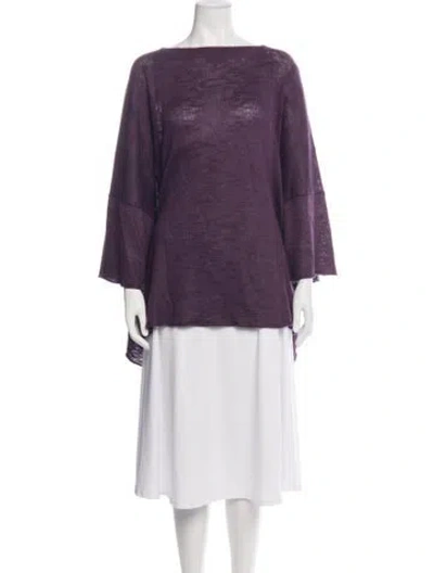 Pre-owned Eskandar Linen Bateau Neckline Sweater In Purple