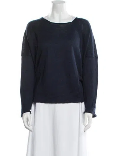 Pre-owned Eskandar Linen Bateau Neckline Sweater W/ Tags In Blue