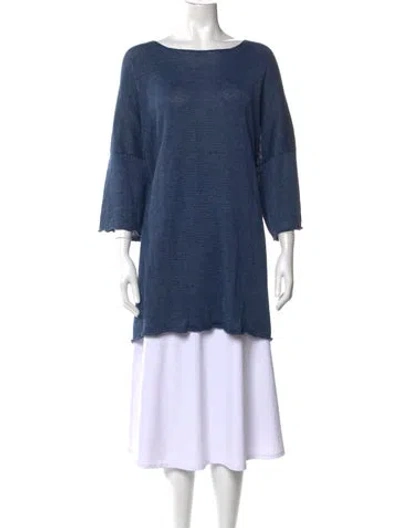 Pre-owned Eskandar Linen Bateau Neckline Sweater W/ Tags In Blue