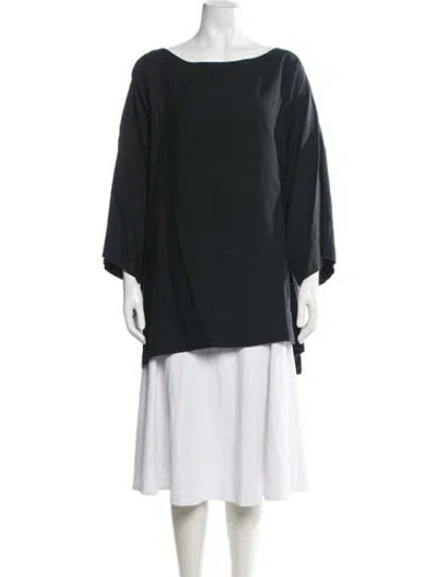 Pre-owned Eskandar Linen Bateau Neckline Top In Black