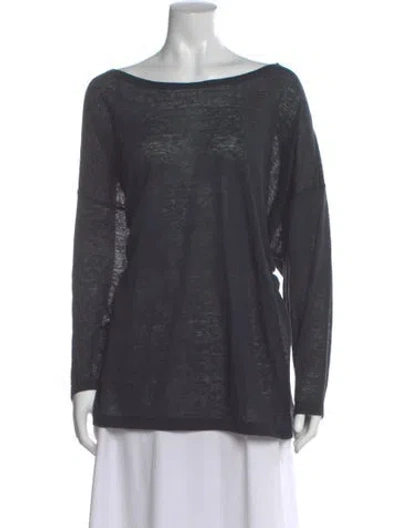 Pre-owned Eskandar Linen Bateau Neckline Top In Blue