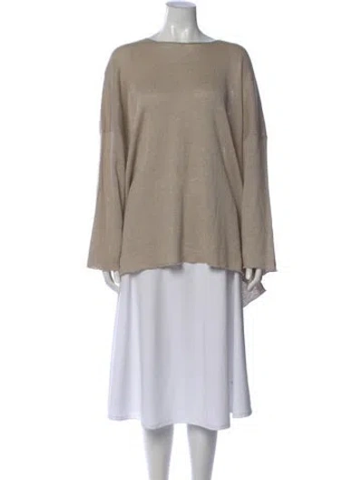 Pre-owned Eskandar Linen Bateau Neckline Top In Neutral