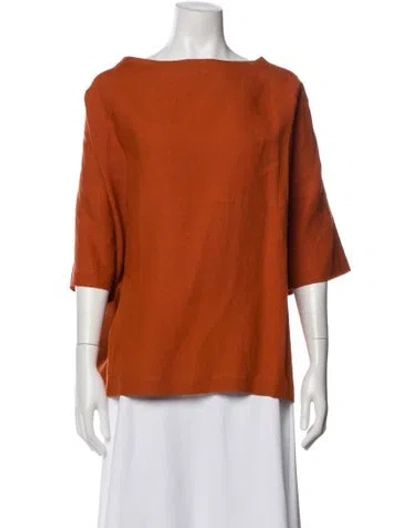 Pre-owned Eskandar Linen Bateau Neckline Top In Orange