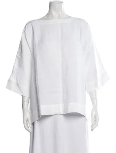 Pre-owned Eskandar Linen Bateau Neckline Top W/ Tags In Gray