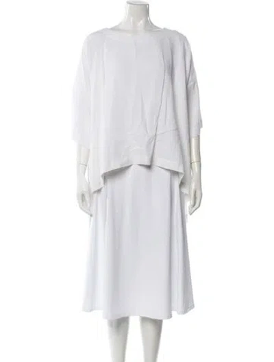 Pre-owned Eskandar Linen Bateau Neckline Top In White