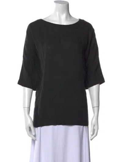 Pre-owned Eskandar Linen Bateau Neckline T-shirt In Black