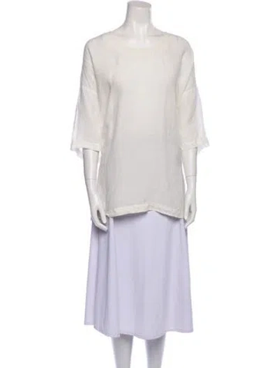 Pre-owned Eskandar Linen Bateau Neckline Tunic In Neutral