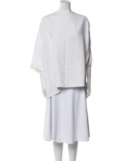 Pre-owned Eskandar Linen Bateau Neckline Tunic In White