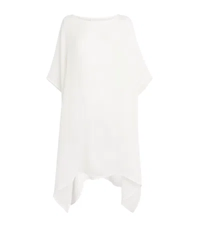 Eskandar Linen-blend Boat-neck Kaftan In White