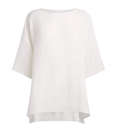 Eskandar Linen Boat-neck Blouse In White