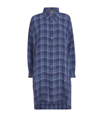 Eskandar Linen Check Longline Shirt