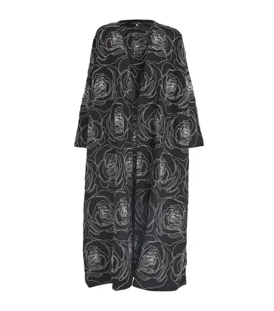 Eskandar Linen-cotton Embroidered Coat In Black