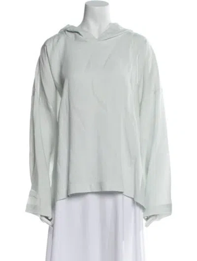 Pre-owned Eskandar Linen Cowl Neck Sweatshirt In Blue