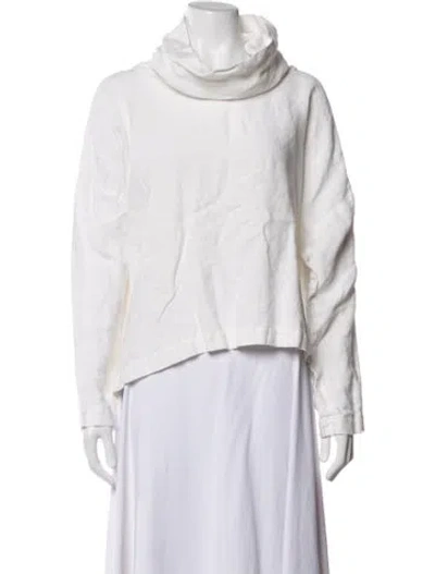 Pre-owned Eskandar Linen Cowl Neck Sweatshirt In Neutrals