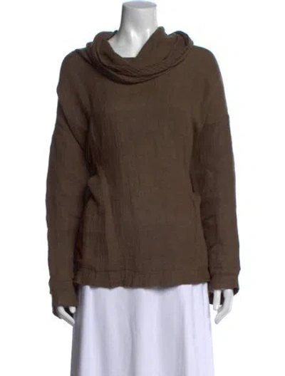 Pre-owned Eskandar Linen Cowl Neck Top In Brown