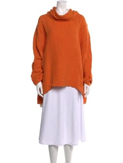 Pre-owned Eskandar Linen Cowl Neck Tunic In Orange