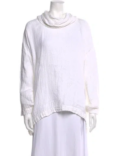Pre-owned Eskandar Linen Cowl Neck Tunic In White