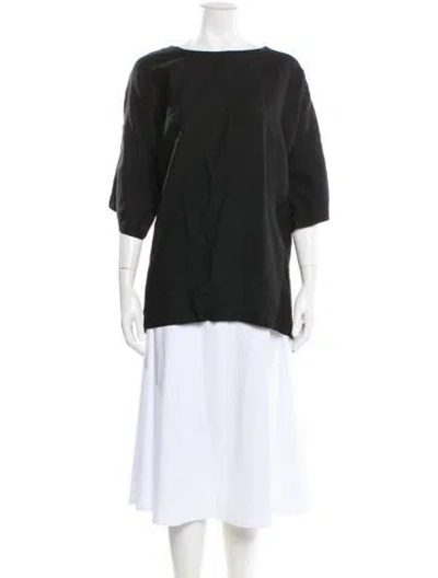 Pre-owned Eskandar Linen Crew Neck Top In Black
