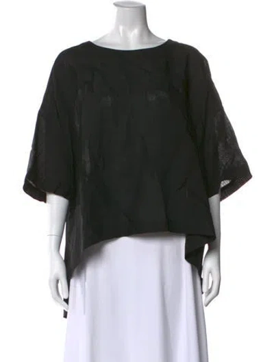 Pre-owned Eskandar Linen Crew Neck Top In Black