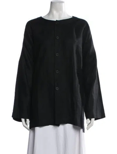 Pre-owned Eskandar Linen Crew Neck Top In Black