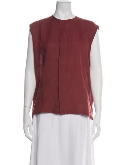 Pre-owned Eskandar Linen Crew Neck Top In Red