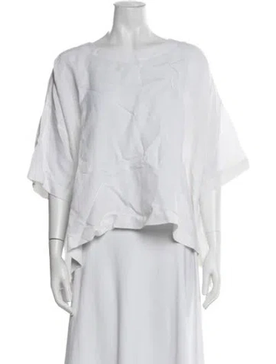Pre-owned Eskandar Linen Crew Neck Top In White
