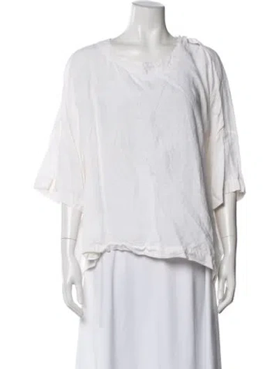 Pre-owned Eskandar Linen Crew Neck Top In White