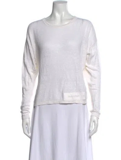 Pre-owned Eskandar Linen Crew Neck Top In White