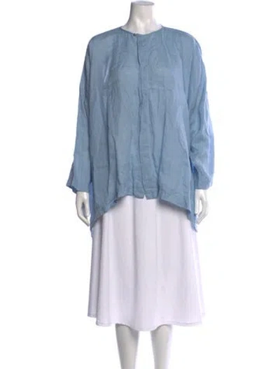 Pre-owned Eskandar Linen Crew Neck Tunic In Blue