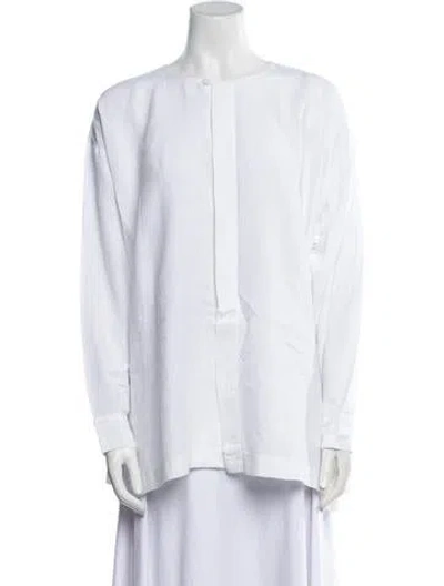 Pre-owned Eskandar Linen Crew Neck Tunic In White