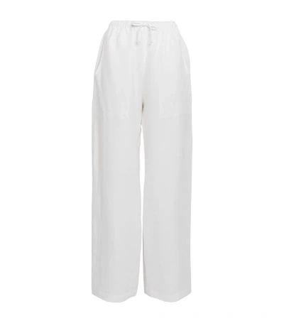 Eskandar Linen Drawstring Trousers In White