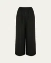 Eskandar Elasticated Waist Linen-voile Trousers In Black