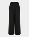 Eskandar Linen Flared Trousers In Black